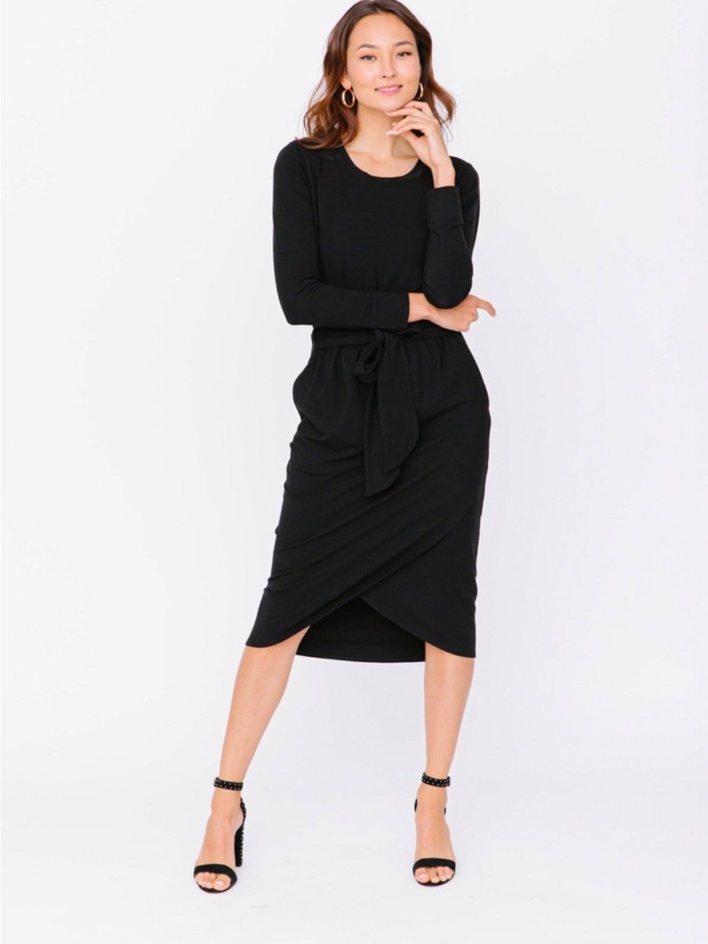 Smash + Tess Black Long-Sleeve Rebecca wrap dress